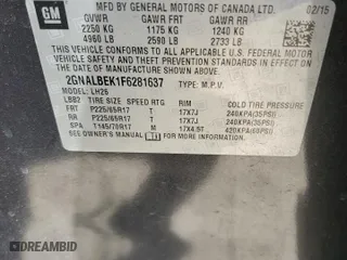 2015 Chevrolet Equinox LT with VIN 2GNALBEK1F6281637, listed as a Copart auction lot 48279815 with 137,158 mi miles and Salvage Title. Bid and sale history available at carsss.com. Image 16.