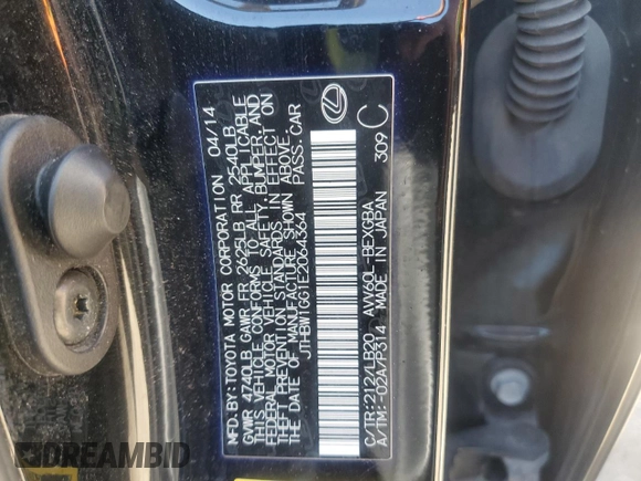 2014 Lexus ES 300h with VIN JTHBW1GG1E2064364, listed as a Copart auction lot 53917135 with 160,747 mi miles and Salvage Title. Bid and sale history available at DreamBid. Image 13.