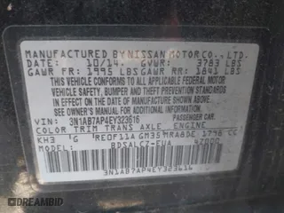 2014 Nissan Sentra S with VIN 3N1AB7AP4EY323616, listed as a IAAI auction lot 41752379 with 318,930 mi miles. Bid and sale history available at carsss.com. Image 9.
