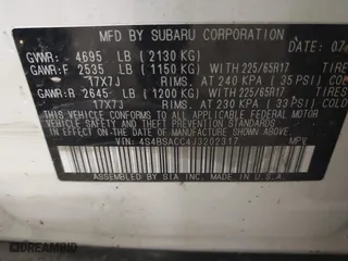2018 Subaru Outback Premium with VIN 4S4BSACC4J3202317, listed as a IAAI auction lot 41140550 with 97,059 mi miles. Bid and sale history available at carsss.com. Image 9.