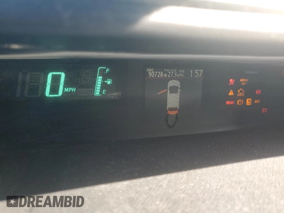 2012 Toyota Prius One with VIN JTDKDTB30C1023430, listed as a Copart auction lot 48027695 with 90,728 mi miles and Salvage Title. Bid and sale history available at DreamBid. Image 9.