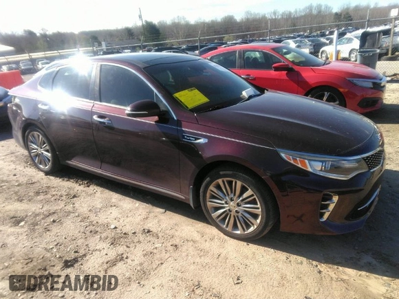 2016 Kia Optima SXL Turbo with VIN 5XXGV4L2XGG085829, listed as a IAAI auction lot 41789911 with 50,958 mi miles. Bid and sale history available at carsss.com. Image 1.