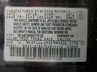 2019 Nissan Sentra S с VIN 3N1AB7AP6KY279100, выставлен на аукционе Copart как лот 59131095 с пробегом 132 970 миль миль и Чистый • Clean title. История ставок и продаж доступна на DreamBid. Изображение 12.