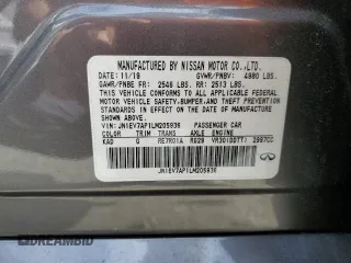 2020 Infiniti Q50 3.0t SPORT with VIN JN1EV7AP1LM205936, listed as a Copart auction lot 86048344 with 75,900 mi miles and Salvage Title. Bid and sale history available at carsss.com. Image 12.