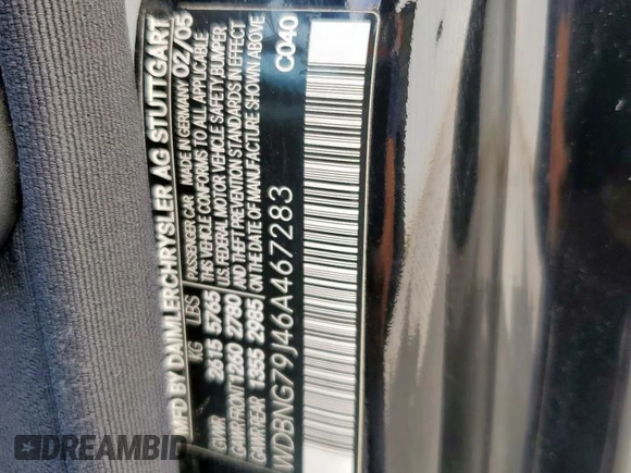2006 Mercedes-Benz S с VIN WDBNG79J46A467283, выставлен на аукционе Copart как лот 64201885 с пробегом 195 843 миль миль и Чистый • Clean title. История ставок и продаж доступна на DreamBid. Изображение 12.