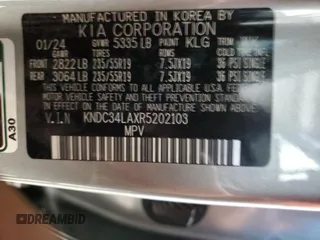 2024 Kia EV6 Wind with VIN KNDC34LAXR5202103, listed as a Copart auction lot 80611204 with 10,734 mi miles and Clean Title. Bid and sale history available at carsss.com. Image 12.