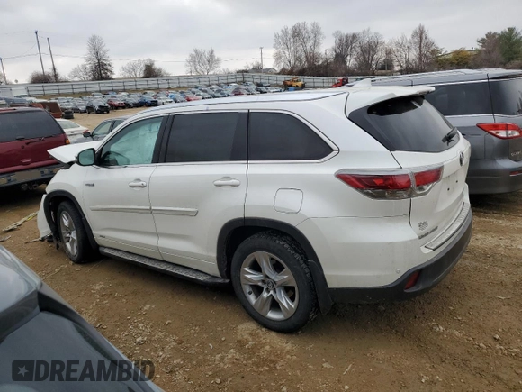 2016 Toyota Highlander Hybrid Limited with VIN 5TDDCRFH5GS017328, listed as a Copart auction lot 44014574 with 0 mi miles. Bid and sale history available at carsss.com. Image 2.