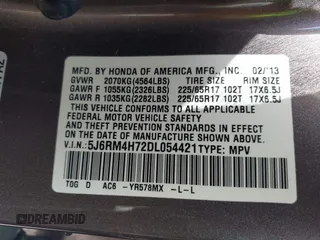 2013 Honda CR-V EX-L with VIN 5J6RM4H72DL054421, listed as a IAAI auction lot 42144914 with 60,440 mi miles. Bid and sale history available at carsss.com. Image 9.
