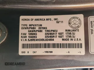 2011 Honda CR-V LX with VIN 5J6RE4H3XBL824694, listed as a Copart auction lot 55517635 with 132,438 mi miles and Clean Title. Bid and sale history available at carsss.com. Image 13.