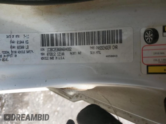 2011 Chrysler 200 Touring with VIN 1C3BC2EB6BN604992, listed as a Copart auction lot 60836874 with 566,203 mi miles and Salvage Title. Bid and sale history available at carsss.com. Image 13.