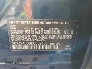 2013 BMW X5 xDrive35i with VIN 5UXZV4C50D0B09105, listed as a Copart auction lot 49385615 with 121,437 mi miles and Salvage Title. Bid and sale history available at carsss.com. Image 13.