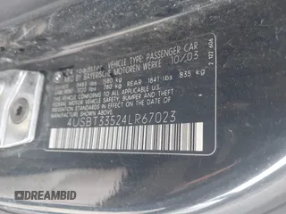 2004 BMW Z4 2.5i with VIN 4USBT33524LR67023, listed as a IAAI auction lot 41610200 with 100,307 mi miles and . Bid and sale history available at DreamBid. Image 9.