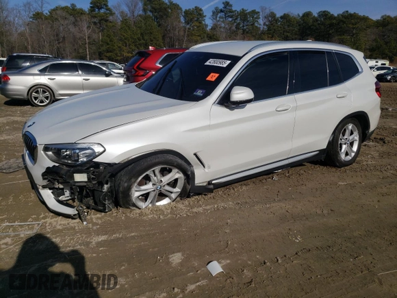 2020 BMW X3 xDrive30i z VIN 5UXTY5C08LLT38259, wystawiony jako Copart lot #42800985 z przebiegiem Nie podano mil oraz Szkody całkowita. Historia ofert i sprzedaży dostępna na DreamBid. Obrazek 1.