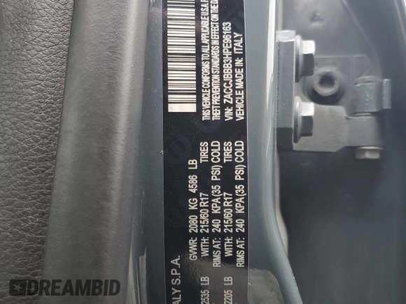 2017 Jeep Renegade Latitude with VIN ZACCJBBB3HPE96163, listed as a Copart auction lot 44974035 with 160,853 mi miles and Salvage Title. Bid and sale history available at carsss.com. Image 12.