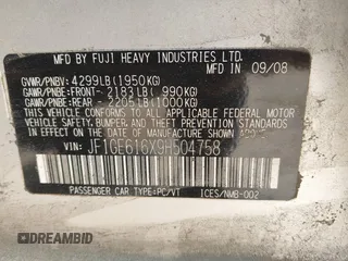2009 Subaru Impreza i с VIN JF1GE616X9H504758, выставлен на аукционе IAAI как лот 42502416 с пробегом 261 043 миль миль и . История ставок и продаж доступна на DreamBid. Изображение 9.