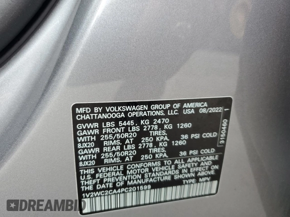 2023 Volkswagen Atlas SE z VIN 1V2WC2CA4PC201599, wystawiony jako Copart lot #51625725 z przebiegiem 30 301 mil mil oraz Szkoda całkowita • Salvage title. Historia ofert i sprzedaży dostępna na DreamBid. Obrazek 13.