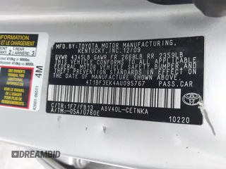 2010 Toyota Camry with VIN 4T1BF3EK4AU095767, listed as a IAAI auction lot 42163707 with 121,253 mi miles and . Bid and sale history available at DreamBid. Image 9.