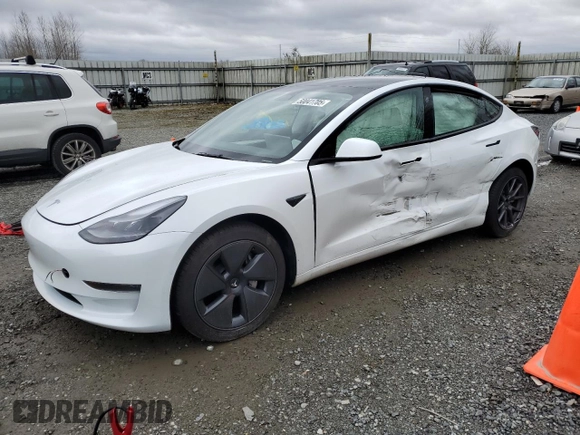 2022 Tesla Model 3 with VIN 5YJ3E1EA9NF360138, listed as a Copart auction lot 50041705 with 16,254 mi miles and Salvage Title. Bid and sale history available at carsss.com. Image 1.