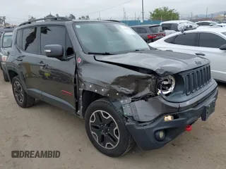 2016 Jeep Renegade Trailhawk with VIN ZACCJBCT0GPD72437, listed as a IAAI auction lot 42180021 with 115,427 mi miles and . Bid and sale history available at carsss.com. Image 1.