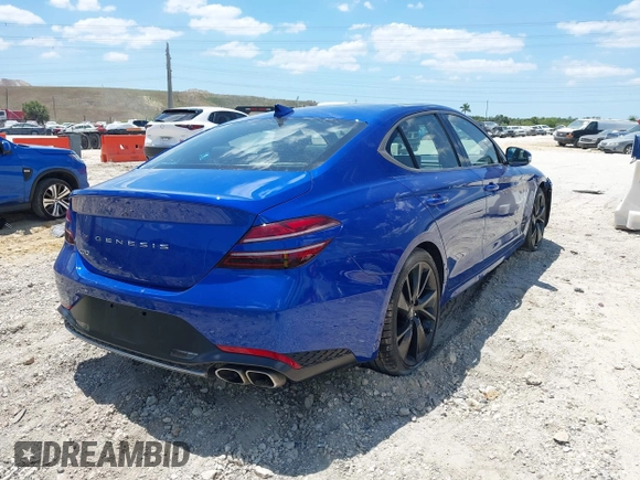 2023 Genesis G70 2.0T with VIN KMTG34TA1PU111825, listed as a IAAI auction lot 42030503 with 1 mi miles. Bid and sale history available at carsss.com. Image 4.
