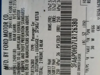 2020 Ford Fusion SE with VIN 3FA6P0HD7LR126380, listed as a Copart auction lot 50234215 with 70,438 mi miles and Salvage Title. Bid and sale history available at carsss.com. Image 14.