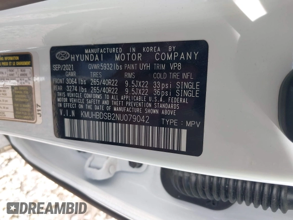 2022 Genesis GV80 with VIN KMUHBDSB2NU079042, listed as a IAAI auction lot 42695020 with 18,719 mi miles and . Bid and sale history available at DreamBid. Image 9.