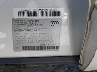 2015 Audi Q5 Premium Plus with VIN WA1LFAFP5FA121481, listed as a IAAI auction lot 41823011 with 69,380 mi miles. Bid and sale history available at carsss.com. Image 9.