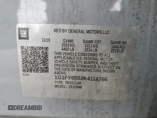 2019 Chevrolet Bolt EV LT z VIN 1G1FY6S02K4114766, wystawiony jako Copart lot #53323055 z przebiegiem 159 420 mil mil oraz Szkoda całkowita • Salvage title. Historia ofert i sprzedaży dostępna na DreamBid. Obrazek 12.