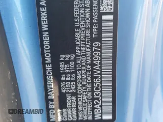 2018 BMW 2 Series 230i xDrive with VIN WBA2J3C56JVA49979, listed as a Copart auction lot 62429544 with 46,541 mi miles and Salvage title. Bid and sale history available at DreamBid. Image 12.
