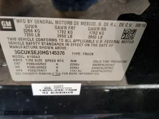 2017 Chevrolet Silverado 1500 LTZ with VIN 3GCUKSEJ0HG145376, listed as a Copart auction lot 85517024 with 0 mi miles and Non Repairable. Bid and sale history available at carsss.com. Image 12.