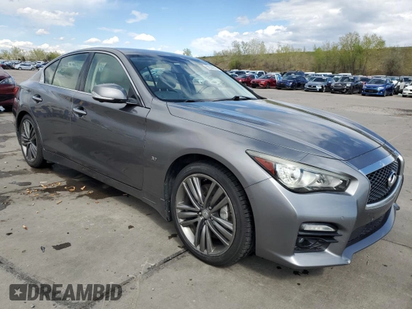 2015 Infiniti Q50 Premium with VIN JN1BV7AR7FM392009, listed as a Copart auction lot 55526505 with 110,884 mi miles and Salvage title. Bid and sale history available at DreamBid. Image 4.