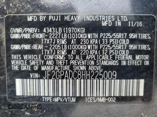 2017 Subaru Crosstrek Premium with VIN JF2GPADC8HH225009, listed as a Copart auction lot 52536895 with 131,818 mi miles and Clean title. Bid and sale history available at DreamBid. Image 13.