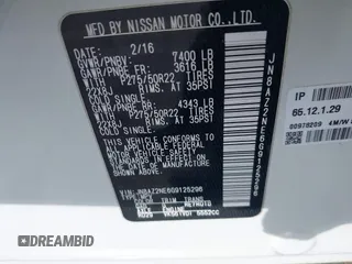 2016 Infiniti QX80 with VIN JN8AZ2NE6G9125296, listed as a IAAI auction lot 40869127 with 96,998 mi miles. Bid and sale history available at carsss.com. Image 9.