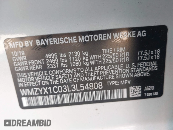 2020 MINI Countryman Cooper S с VIN WMZYX1C03L3L54808, выставлен на аукционе IAAI как лот 42585859 с пробегом 70 045 миль миль и . История ставок и продаж доступна на DreamBid. Изображение 9.