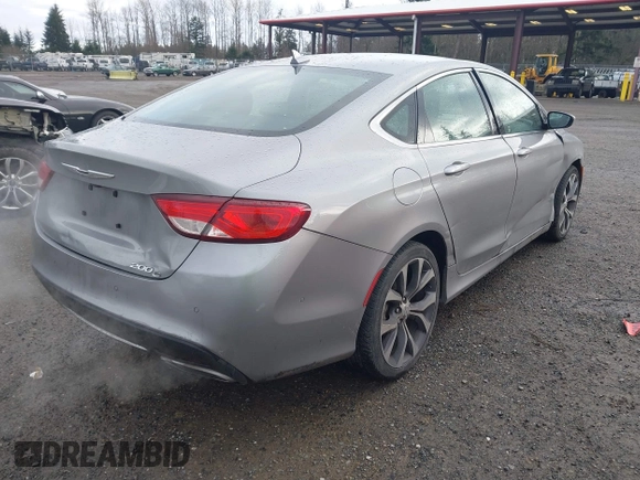 2015 Chrysler 200 C with VIN 1C3CCCCG5FN510455, listed as a IAAI auction lot 41601176 with 78,262 mi miles. Bid and sale history available at carsss.com. Image 4.