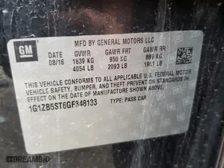 2016 Chevrolet Malibu LS with VIN 1G1ZB5ST6GF348133, listed as a Copart auction lot 85035134 with 0 mi miles and Clean Title. Bid and sale history available at carsss.com. Image 12.