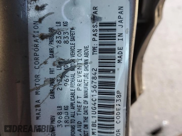 2012 Mazda 3 i Sport with VIN JM1BL1UG4C1567842, listed as a Copart auction lot 88884255 with 172,504 mi miles and Salvage Title. Bid and sale history available at DreamBid. Image 12.