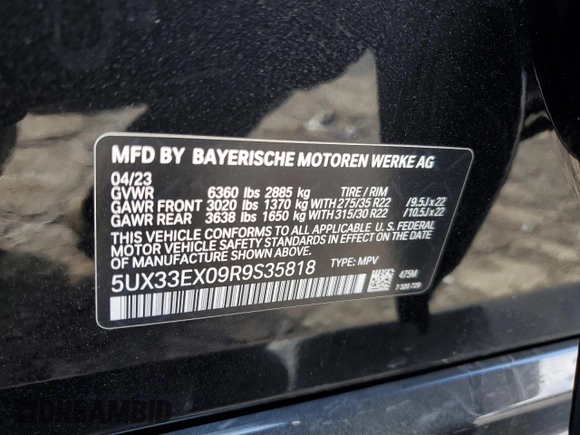 2024 BMW X6 xDrive40i with VIN 5UX33EX09R9S35818, listed as a Copart auction lot 89089515 with 26,955 mi miles and Salvage Title. Bid and sale history available at carsss.com. Image 13.