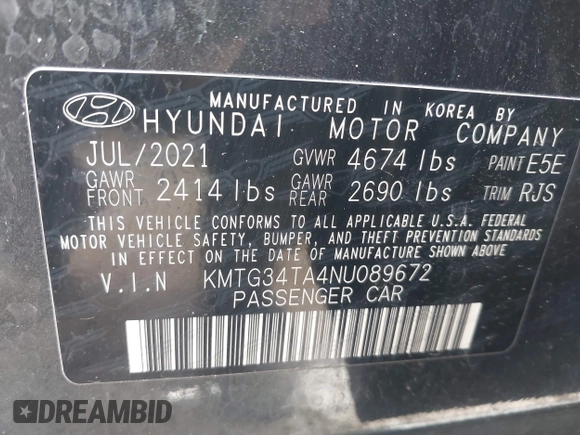 2022 Genesis G70 2.0T with VIN KMTG34TA4NU089672, listed as a IAAI auction lot 41337746 with 30,200 mi miles. Bid and sale history available at carsss.com. Image 9.