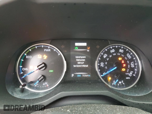 2019 Toyota RAV4 Hybrid XLE with VIN JTMRWRFV0KD011136, listed as a Copart auction lot 44007925 with 70,364 mi miles and Salvage Title. Bid and sale history available at carsss.com. Image 9.