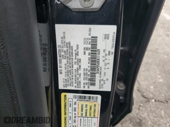 2014 Ford Fusion Titanium with VIN 3FA6P0SU8ER111639, listed as a Copart auction lot 60515425 with 155,698 mi miles and Salvage title. Bid and sale history available at DreamBid. Image 12.