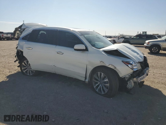 2016 Acura MDX w/Tech with VIN 5FRYD4H44GB038024, listed as a Copart auction lot 49972695 with 0 mi miles and Salvage Title. Bid and sale history available at carsss.com. Image 4.