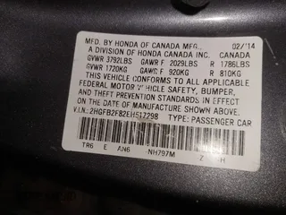 2014 Honda Civic Sedan EX with VIN 2HGFB2F82EH517298, listed as a IAAI auction lot 41971174 with 131,451 mi miles. Bid and sale history available at carsss.com. Image 9.