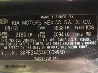 2019 Kia Forte LXS with VIN 3KPF24AD4KE009940, listed as a IAAI auction lot 41815645 with 68,075 mi miles and . Bid and sale history available at DreamBid. Image 9.