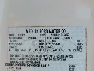 2009 Ford F-150 XL with VIN 1FTPW14V99KB33415, listed as a Copart auction lot 60546565 with 96,602 mi miles and Salvage title. Bid and sale history available at DreamBid. Image 12.