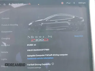 2016 Tesla Model S 90D z VIN 5YJSA1E4XGF171681, wystawiony jako IAAI lot #41836005 z przebiegiem 81 063 mil mil oraz . Historia ofert i sprzedaży dostępna na DreamBid. Obrazek 16.