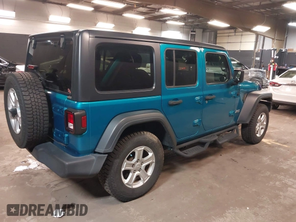 2020 Jeep Wrangler Unlimited Sport S z VIN 1C4HJXDN9LW194222, wystawiony jako IAAI lot #42079625 z przebiegiem 78 437 mil mil oraz . Historia ofert i sprzedaży dostępna na DreamBid. Obrazek 4.