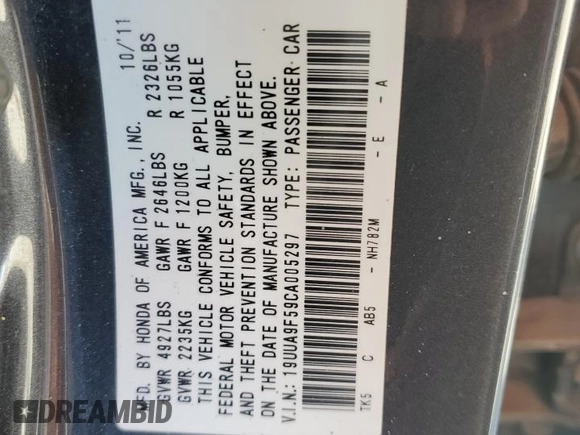 2012 Acura TL Tech Auto with VIN 19UUA9F59CA005297, listed as a Copart auction lot 50651545 with 156,195 mi miles and Salvage Title. Bid and sale history available at carsss.com. Image 15.