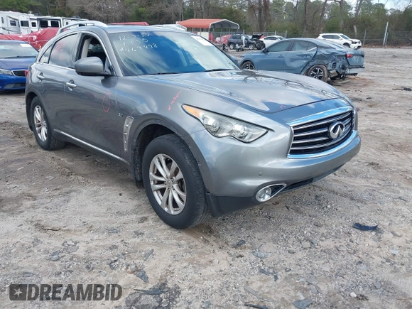 2015 Infiniti QX70 with VIN JN8CS1MWXFM480906, listed as a IAAI auction lot 41177811 with 176,527 mi miles and . Bid and sale history available at DreamBid. Image 1.