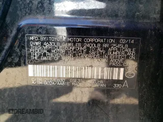 2014 Lexus IS 350 with VIN JTHBE1D26E5011363, listed as a Copart auction lot 52160595 with 124,813 mi miles and Salvage Title. Bid and sale history available at carsss.com. Image 14.